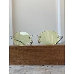 Y2K Yellow Rimless Oval Colored Lens Vintage 90s Sunglasses - Piper